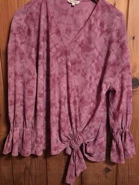 Juicy Couture Dusty Mauve Tie-Dye Wrap Blouse
